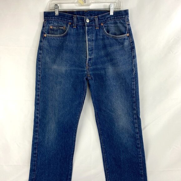 Levi Strauss 501 Blue Jeans Mens 36 x 28 Levi's Denim Pants Straight Button Fly - Picture 1 of 11